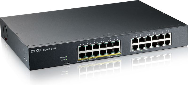Zyxel 24-poorts GbE+ 802.3at Slimme Schakelaar NebulaFlex. (24 Havens), Netwerkschakelaar, Zwart