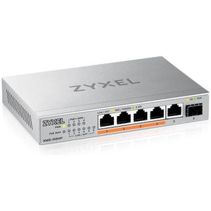 Zyxel 5-Port PoE 2.5G Multi-Gig Unmanaged Switch @ 70W met 4 x PoE++(60W) | 1 x 10G SFP+ | bureaublad- of muurbevestiging [XMG-105HP]