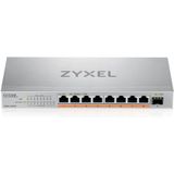 Zyxel 8-Port PoE 2.5G Multi-Gig Unmanaged Switch @ 100W met 8 x PoE++(60W), 1 x 10G SFP+ |bureaublad- of muurbevestiging [XMG-108HP]
