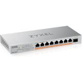 Zyxel 8-Port PoE 2.5G Multi-Gig Unmanaged Switch @ 100W met 8 x PoE++(60W), 1 x 10G SFP+ |bureaublad- of muurbevestiging [XMG-108HP]