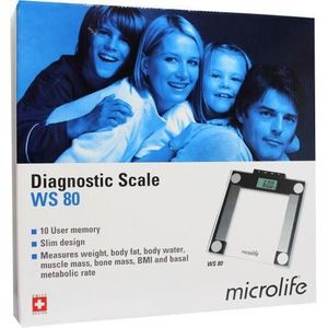 Microlife WS 80 | Diagnostische weegschaal | Klinisch getest | Verricht een volledige lichaamsanalyse | BMR + BMI | Geheugen voor 10 personen | 2 jaar garantie