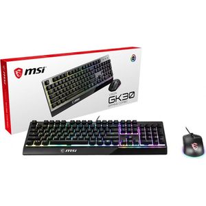 MSI Vigor GK30 Combo DE Gaming toetsenbord en muis GM11 Gaming (Bedraad, Plunger Switch, QWERTZ, Zwart, RGB)