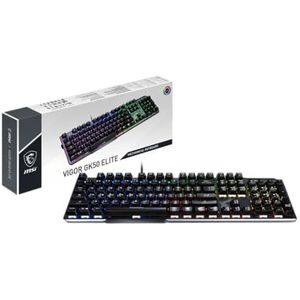 MSI Vigor GK50 Elite Box White mechanisch gamingtoetsenbord, AZERTY FR, Clicky-schakelaars, ergonomisch, geborstelde metalen afwerking, antislip onderkant, RGB met Mystic Light-toets, USB 2.0,