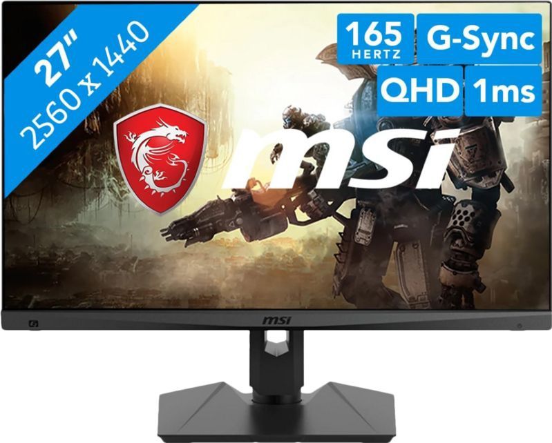 MSI Optix MAG274QRFDE-QD - Computer Monitor - Zwart - 27 Inch - 2560 x 1440 Pixels - 165 Hz G-SYNC