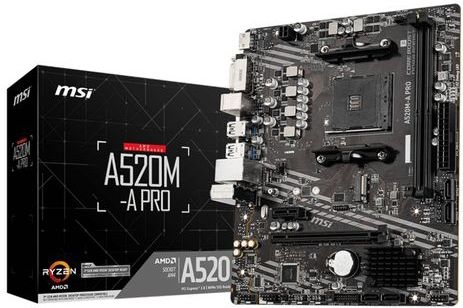 Moederbord - MSI A520M-A PRO - Micro-ATX - AM4 Socket - AMD A520 – Realtek 8111H - Realtek ALC892