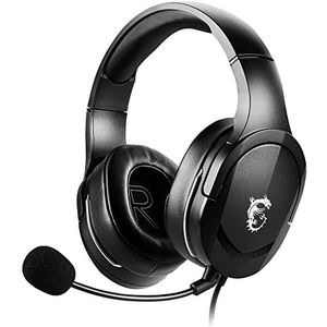 MSI IMMERSE GH20 GAMING HEADSET - Stereo-Kopfhörer, leichtes, anpassbares Design, 40mm Neodym-Treiber, anpassbares Mikrofon, Inline-Steuerung, 3,5mm Klinkenstecker & Y-Adapter - kabelgebunden, Schwarz