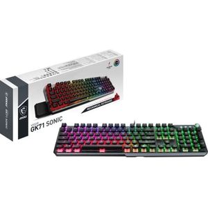 MSI Vigor GK71 Sonic Red ES mechanisch gamingtoetsenbord, Sonic Red schakelaar, Smart Dual Touch polssteun inbegrepen, Mystic Light, Center, QWERTY Spaans