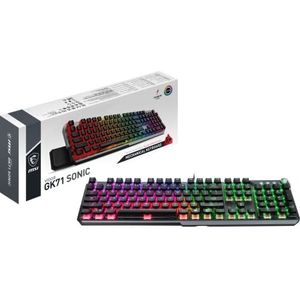 MSI Vigor GK71 Sonic Red FR Mechanische Gaming-Tastatur, AZERTY FR, Sonic Red Switches, ClearCaps, Multimedia-Tasten, ergonomische Handballenauflage, Mystic Light, USB 2.0, volle Größe, Schwarz