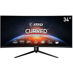 MSI Optix MAG342CQPVDE - 34 inch, 3440x1440 (UWQHD), Ultrawide Curved Gaming Monitor, 100 Hz, 1 ms, Adaptive Sync, 1500R Curve, 21:9, zwart