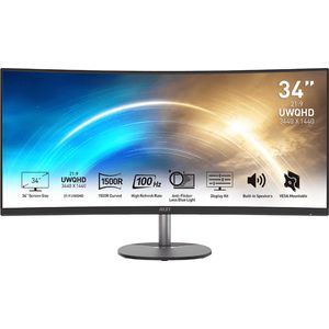 MSI PRO MP341CQDE computer monitor ,4 (34") 3440 x 1440 Pixels UltraWide Quad HD Zwart