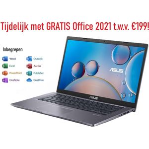 Asus 14 inch laptop - FULL HD (1920*1080) IPS paneel - 4GB RAM - 128GB SSD - ACTIE: Tijdelijk met Gratis Office 2021 t.w.v. €199 (permanente versie, bevat o.a. Word, Excel, Outlook)