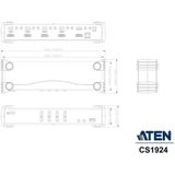 Aten - CS1924M - KVM Schakelaar - Zwart - USB 3.0 - 4K DisplayPort