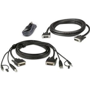 ATEN 2L-7D02UDX3 USB DVI-D Dual Link Dual Display Secure KVM Kabel Set - zwart 2L-7D02UDX3