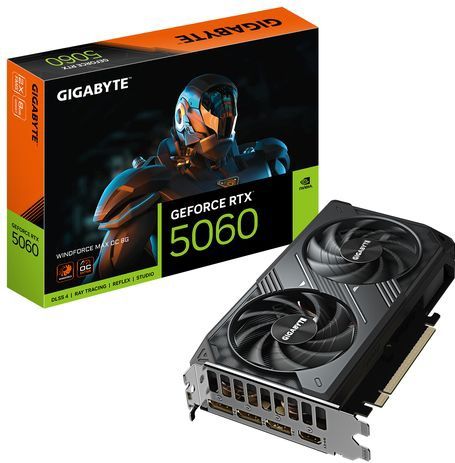 GIGABYTE GeForce RTX 5060 WindForce 2 MAX OC - 8GB GDDR7 RAM - Grafische Kaarten