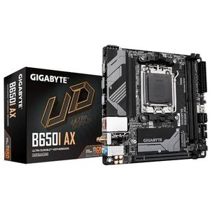 Gigabyte B650I AX moederbord, ondersteunt AMD AM5, 5+2+1 fasen VRM, tot 6400 MHz DDR5 (OC), 1 x PCIe 4.0 M.2, Wi-Fi 6E, 2,5 GbE LAN, USB 3.2 Gen 2