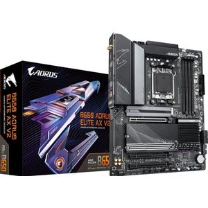 B650 AORUS ELITE AX V2 moederbord - Ondersteunt AMD AM5 CPU's, 12+2+2 fasen digitale VRM, tot 8000MHz DDR5 (OC), 1xPCIe 5.0 + 2xPCIe 4.0 M.2, Wi-Fi 6E, 2.5GbE LAN, USB 3.2 Gen 2