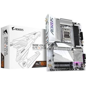 Gigabyte B650E AORUS ELITE X AX ICE-moederbord - Ondersteunt AMD Ryzen 8000 CPU's, 12+2+2-fasen VRM, tot 8000MHz DDR5 (OC), 1xPCIe 5.0 M2 + 2xPCIe 4.0 M.2, Wi-Fi 6E, 2.5GbE LAN, USB 3.2 Gen 2