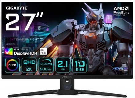 GIGABYTE - AORUS FO27Q5P - Computer Monitor - Zwart - 68,6 cm (27 inch) - 2560 x 1440 Pixels - Quad HD - OLED