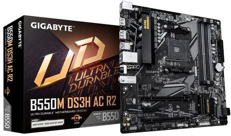 GIGABYTE B550M DS3H AC R2 moederbord AMD B550 Socket AM4 micro ATX