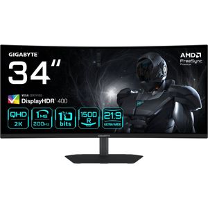 Gigabyte - G34WQC2 - Gaming-monitor - Zwart - 34 inch - WQHD - 200Hz - 1ms