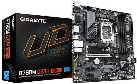Gigabyte B760M DS3H Gen5 - Moederbord - Ondersteunt Intel Core 14e generatie CPU's - Tot 5600MHz DDR5