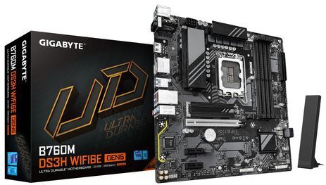 Gigabyte B760M DS3H WIFI6E GEN5 - Moederbord - Ondersteunt Intel Core 14e Gen CPU's - Tot 5600MHz DDR5