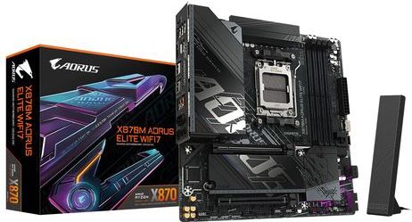 GIGABYTE - X870M AORUS ELITE WIFI7 - Moederbord - Ondersteunt AMD Ryzen 9000 - Tot 8200 Hz DDR5