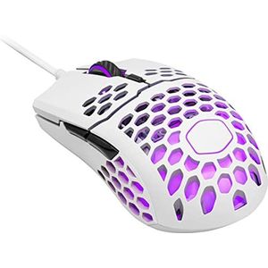 Cooler Master MM711 RGB-LED Lightweight 60g Wired Gaming Mouse - 16000 DPI Optical Sensor, 20 Million Click Omron Switches, Smooth Glide PTFE Feet, and Ambidextrous Honeycomb Shell - Matte White