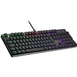 Cooler Master SK652 Mechanisch toetsenbord (volledige grootte) - met zwevende platte toetsen, RGB-verlichting, bekabelde USB-poort type A, compatibel met pc en MacOS - DE-lay-out, rode schakelaar