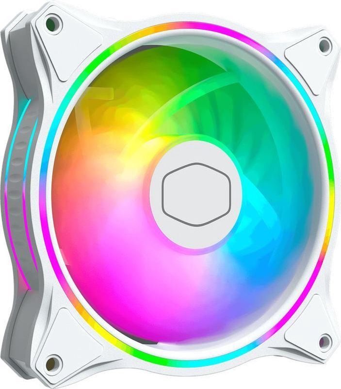 Cooler Master MasterFan 3n1 MF120 Halo White Edition ARGB-Dual Ring adressierbare RGB-Beleuchtung, Gehäuse & Kühlung, Hybrid-Lüfterblatt-Design, Smart-Sensor, Vibrationsdämpfungsrahmen, mit Controller
