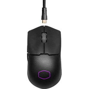 Cooler Master MM712 RGB-LED ultralichte 59g hybride draadloze gamingmuis - 19K DPI PAW3370 optische sensor, 70M klikken optische switches, on-the-fly systeem, MasterPlus+ (38K DPI, pc) – zwart