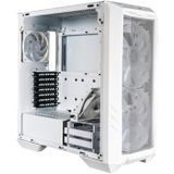 Cooler Master HAF 500 Witte PC Behuizing - mid-tower, 2 x 200 mm geïnstalleerde ARGB ventilatoren, draaibare 120 mm,veelzijdige koeling, paneel van gehard glas, verwijderbare bovenkant