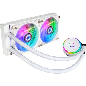 Cooler Master MasterLiquid PL240 Vloeistofkoeler CPU, Watercooling AIO, 2 x ventilator 120 mm, radiator 240 mm, controller RGB Gen2 inclusief, compatibel met AMD & Intel, wit