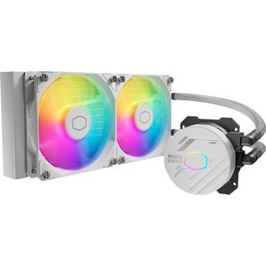 Cooler Master MasterLiquid 240 L Core ARGB (2023) Waterkoeler voor processor – Gen S dubbele kamerpomp, radiator en ventilatoren ARGB 120 mm, beugels LGA 1700 & AM5 – wit