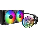 Cooler Master MasterLiquid Atmos 240 zwarte processor waterkoeling - AIO-waterkoelsysteem, tweekamerpomp, Sickleflow 120 Edge-ventilatoren, adresseerbare Gen 2 RGB, LGA1700 en AM5-beugels