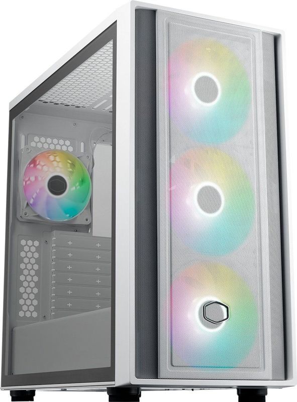 CoolerMaster MasterBox 600 White - Towermodel - ATX, EATX, ITX, micro ATX - geen voeding (ATX) - 2x USB-A - 1x USB-C - wit