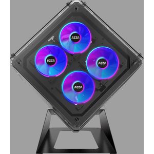 Azza - Kubus 802F - PC-behuizing - Zwart - Materiaal: Gehard Glas