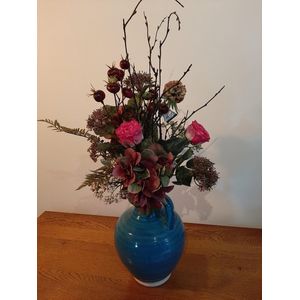 Zijden bloemen, Kunstbloemen, Nepbloemen, Zijdenboeket, , Zijden boeket - Luxe Zijden Bloemen - Kunstbloemen - Nepbloemen roze/lila/bruine tinten 65*40