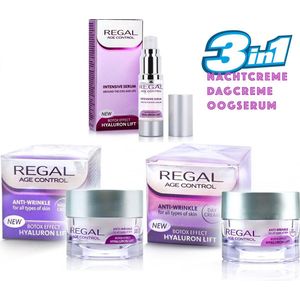 Regal Age Control Botox Effect & Hyaluron Lifting Voordeelset - Anti Rimpel Dagcrème + Nachtcrème + Oogcrème - Samen 105ML