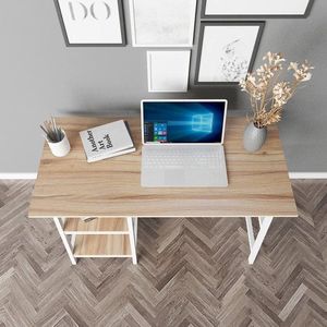 Bureau | Computertafel | Schrijftafel | 120x60cm | Hout & Staal | 2 Planken | Modern