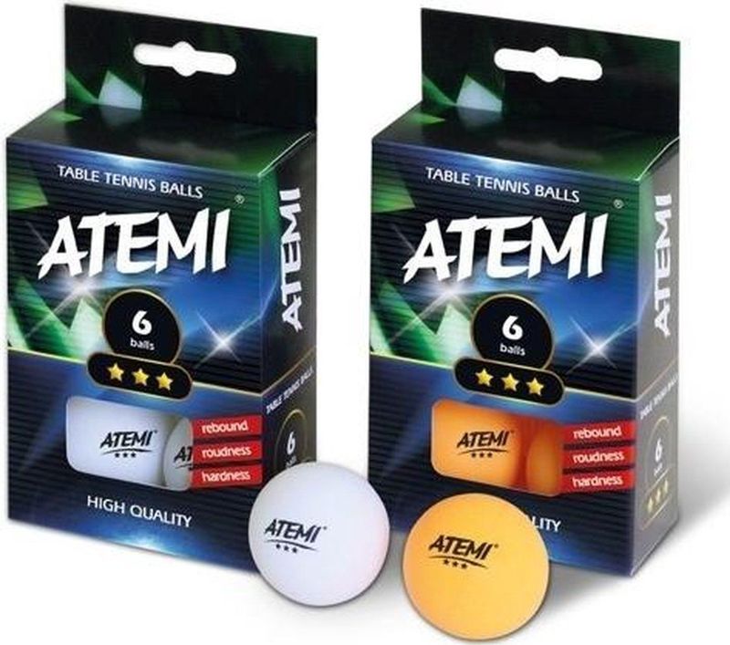 Atemi - Tafeltennisbal 3 Ster - Oranje - 6 Stuks