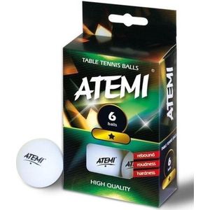 Tafeltennisbal ATEMI 1 ster wit/6 st.