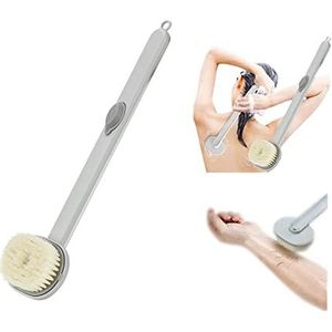 Vloeibare badborstel met lange handgreep, afneembare badborstel met lange handgreep, rugborstel voor douche en badkamer, multifunctionele ingebouwde douchegelhouder voor de douche (grijs)