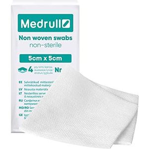 Medrull Compressen niet geweven niet-steriel 100 stuks - 4-laags 5 x 5 cm - zuigkompressen, verbandmateriaal, wondkompressen