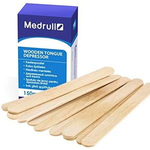 Medrull Houten mondspatel, 100 stuks, 1,8 cm x 15 cm, niet steriel voor uitwendig gebruik/voor het aanbrengen van zalven of was/om te knutselen