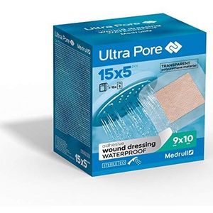 Medrull Ultra Pore Steriel Transparante Waterdichte Klevende Wond Dressing 75 Stuks, 10 cm Lengte x 9 cm Breedte