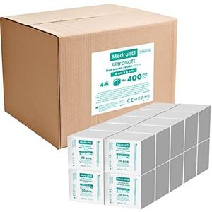 Medrull Compressen niet geweven STERIL ULTRASOFT - 4-laags - 5 cm x 5 cm - verpakt 2 stuks - 20 papieren zakken (40 stuks) x 20 dozen