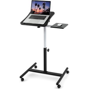 Tatkraft VANESSA Laptoptafel, in hoogte verstelbaar, met muisplank, staand bureau met wieltjes, in hoogte verstelbaar sta-bureau, MDF-hout, staal, zwart