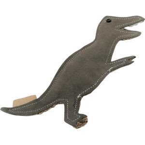 NUFNUF Lederspielzeug Dinosaurier  Grau für Welpen  für alle Hunde  Spielzeug aus Naturprodukten  ungefährliches Spielzeug  langer Spaß