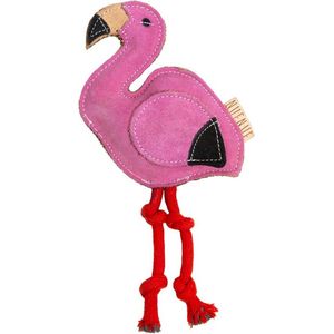 NUFNUF Lederspielzeug Flamingo  Pink für Welpen  für alle Hunde  Spielzeug aus Naturprodukten  ungefährliches Spielzeug  langer Spaß